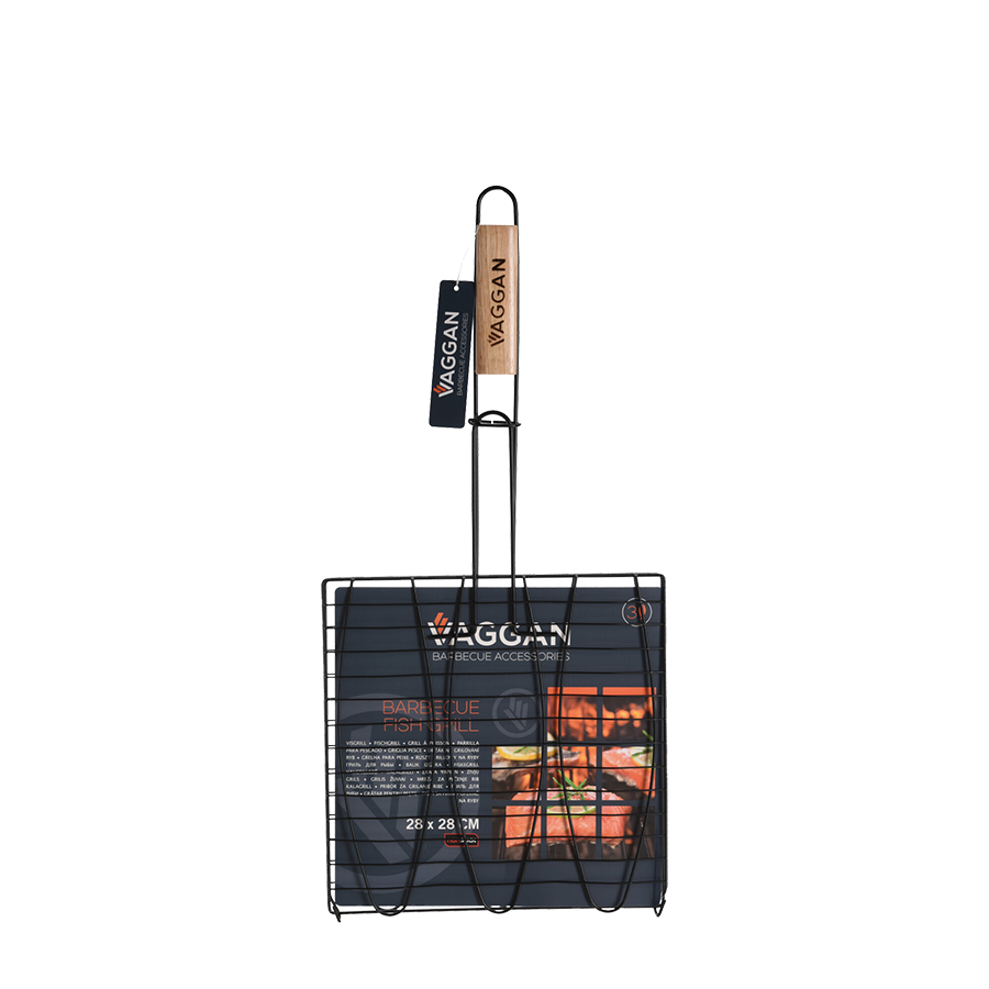 Vaggan barbecue grill à poisson noir 28x28cm