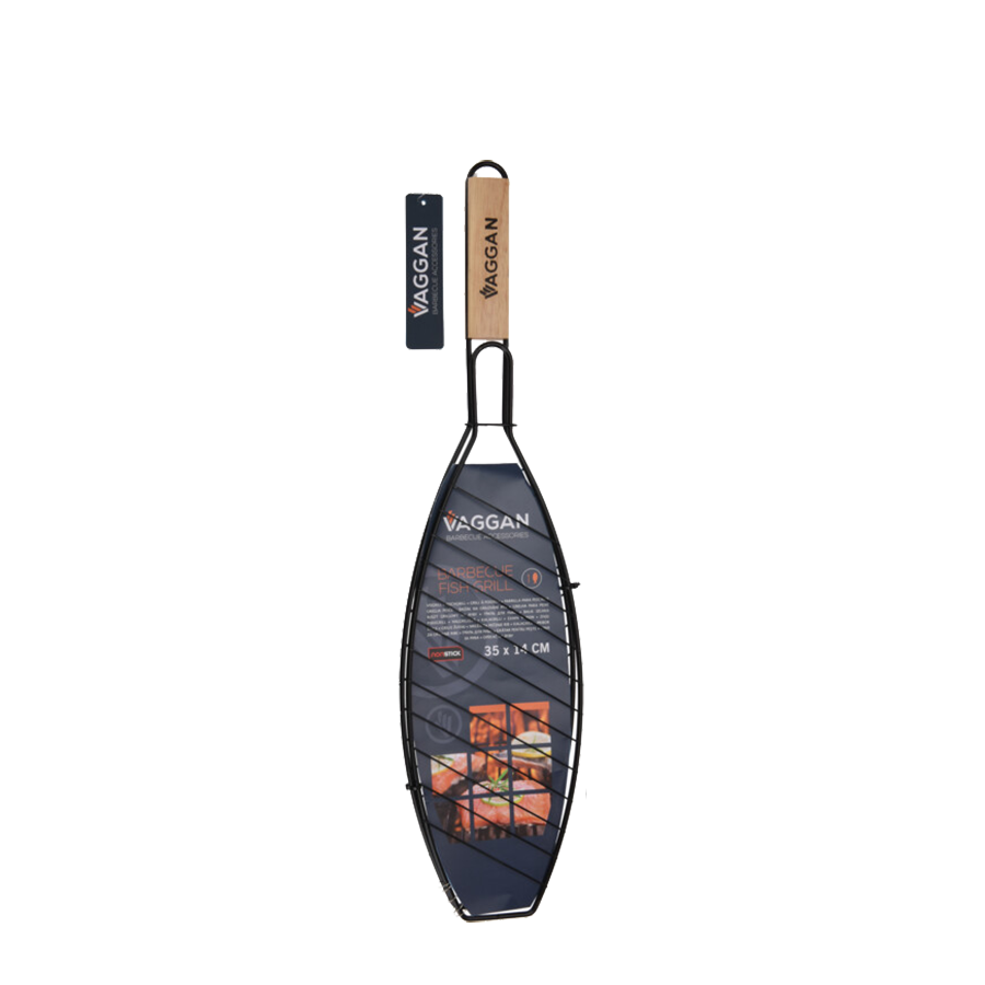 Vaggan barbecue grill à poisson noir 35x14cm