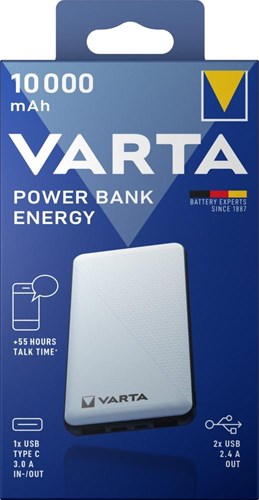 Varta power bank 10 000ma argent + indication LED USB et USB-C - 3509010
