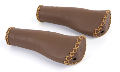Poignées de guidon Velo Ergo en cuir, 135 135mm, marron foncé