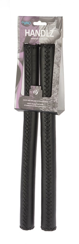 poignées de guidon en cuir 40 cm Ø22,2 mm noir par set