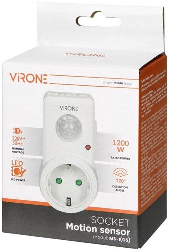 Prise détecteur de mouvement Virone modèle blanc - 3900340