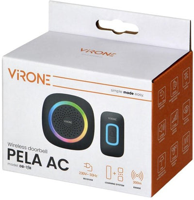 Kit de sonnette sans fil Virone 300m noir plug-in + RGB - 8415501