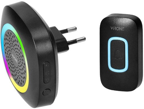 Kit de sonnette sans fil Virone 300m noir plug-in + RGB - 8415501