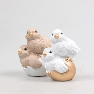 Figurine de décoration inspirée de la saison poussins chameau-blanc 10,5x7,2x13cm