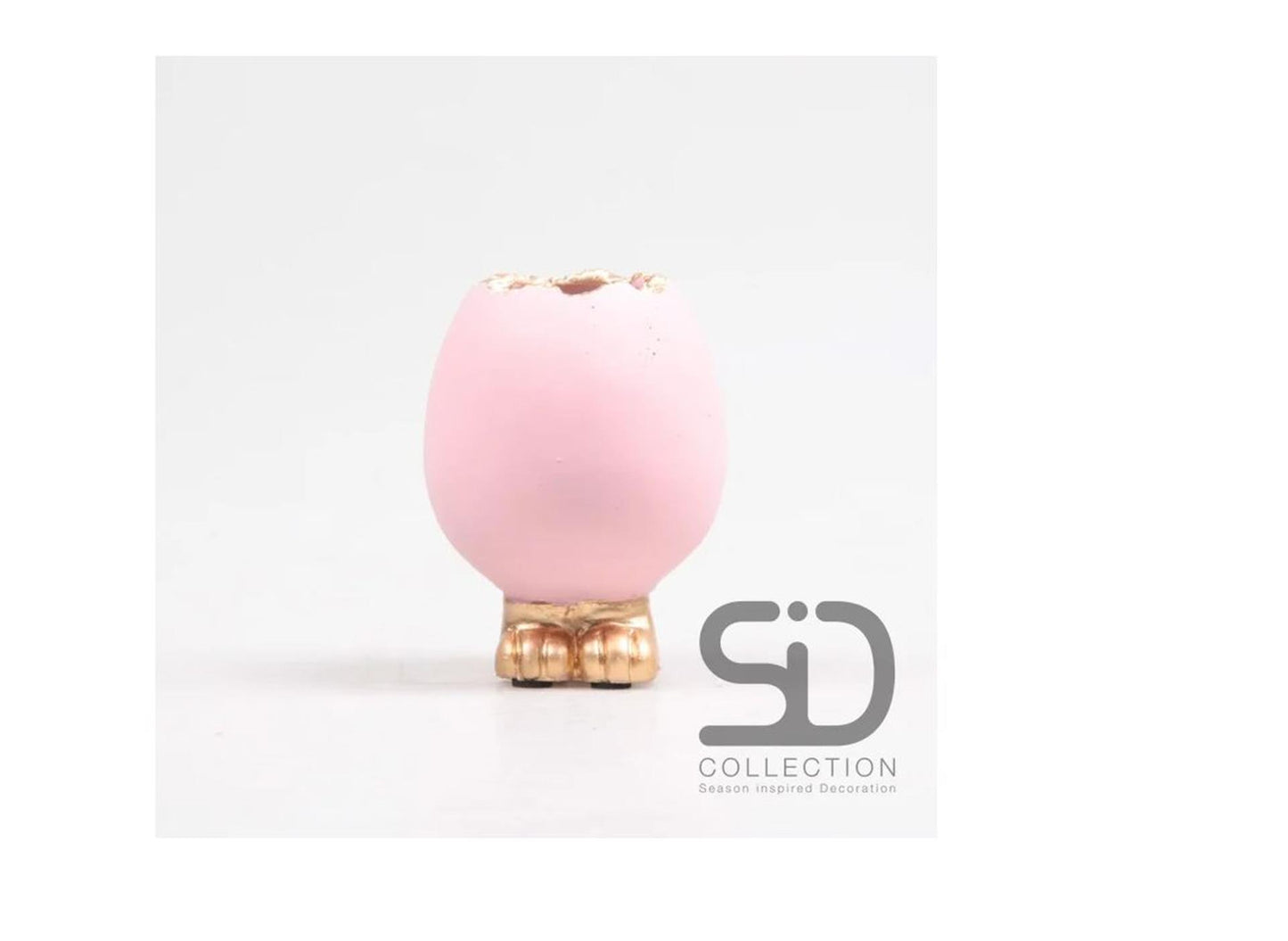 Vase décoration inspiration saison oeuf avec pieds 7,5x7,5x10cm rose