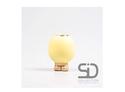 Vase décoration inspiration saison oeuf avec pieds 7,5x7,5x10cm jaune