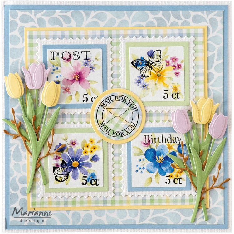 Marianne design • feuilles découpées tampons fleurs