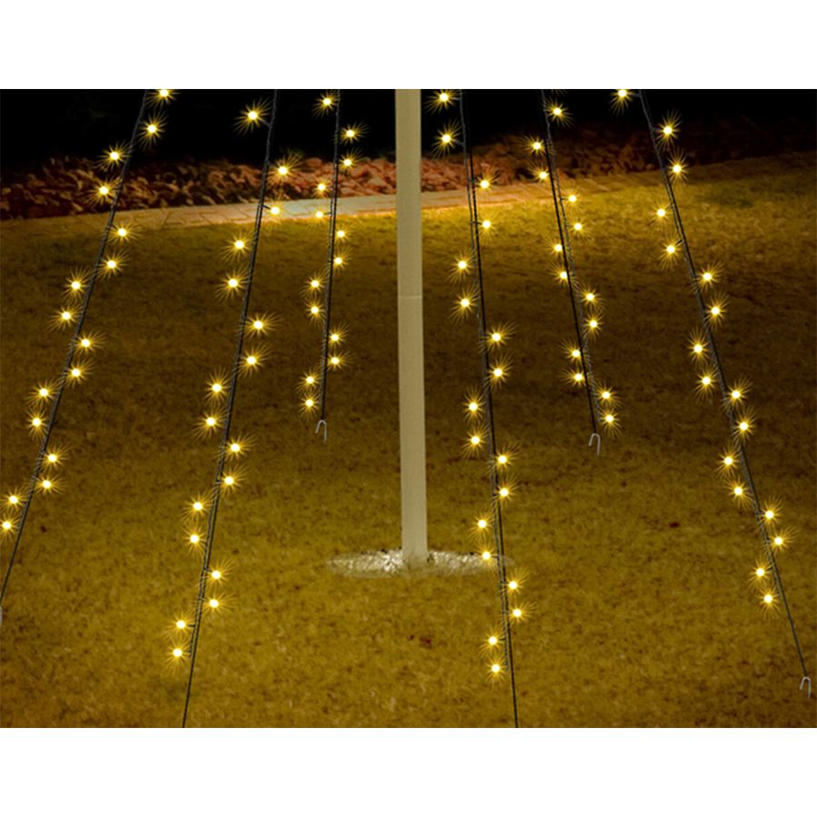 Éclairage pour mât de drapeau blanc chaud 120 LED 120cm