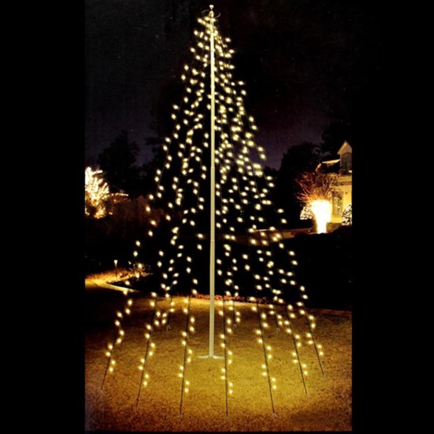 Mât de drapeau de style maison, éclairage en forme d'arbre de noël, 8m