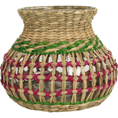 Lanterne vase Cozydecor en jonc de mer h15cm