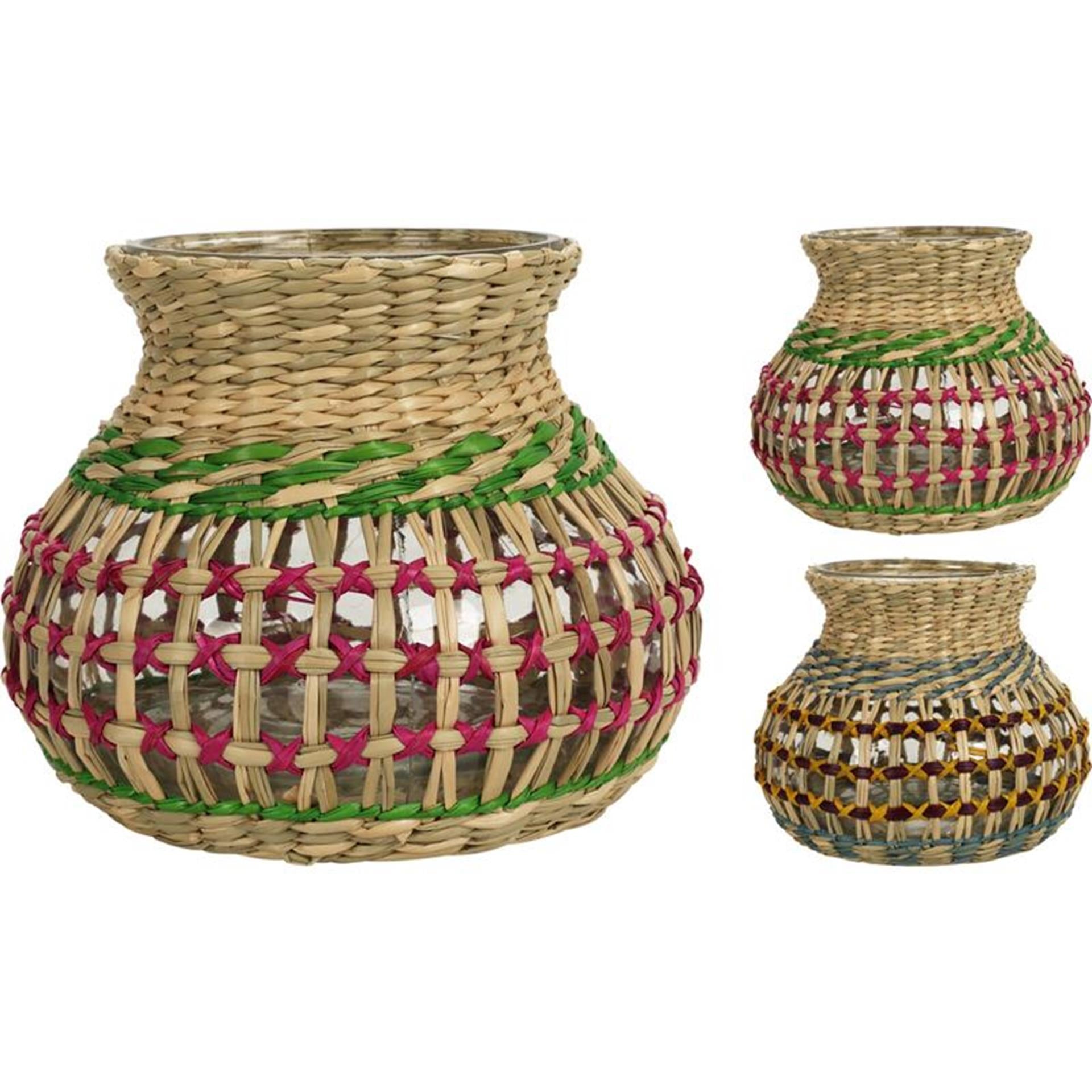 Lanterne vase Cozydecor en jonc de mer h15cm
