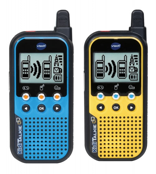 Vtech walkie talkie kiditalkie 27,9 cm bleu jaune 2 pièces