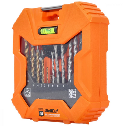 Wellcut wc-db56 ensemble de forets et de scies-cloches | 56 pièces | dans un coffret de rangement - wc-db56