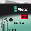 Wera 851 1 z bits phillips, ph 2 x 25 mm (boîte pro 10 bits) - 1 pièce(s) - 05072401001