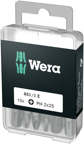 Wera 851 1 z bits phillips, ph 2 x 25 mm (boîte pro 10 bits) - 1 pièce(s) - 05072401001