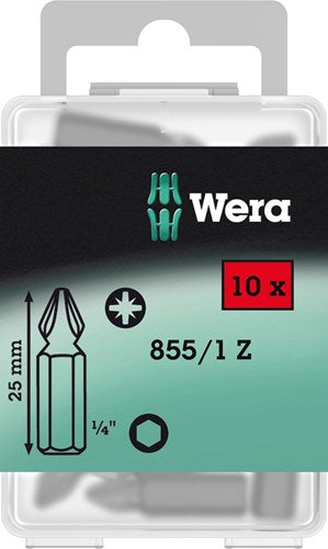Wera 855 1 z bits pozidriv, pz 2 x 25 mm (boîte pro 10 bits) - 1 pièce(s) - 05072404001