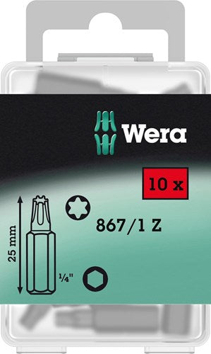Wera 867 1 z embouts torx®, tx 25 x 25 mm (boîte pro 10 embouts) - 1 pièce(s) - 05072409001