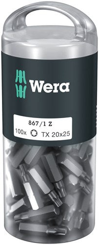 Wera 867 1 z torx® diy 100, tx 20 x 25 mm (boîte pro 100 embouts) - 1 pièce(s) - 05072448001