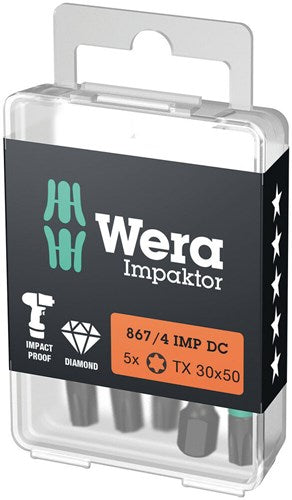 Imp wera 867 4 embouts d'actionneur torx® dc diy, tx 30 x 50 mm, 5 pièces - 05057666001