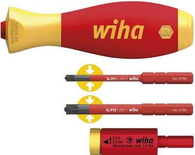 Wiha 41477 | jeu de couple adaptateur easytorque électrique | avec support slimvario® et slimbits sl pz | 4 pièces - 41477