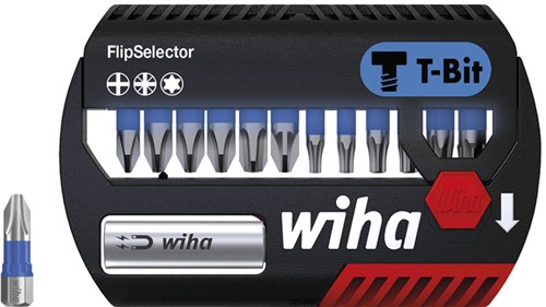 Wiha jeu d'embouts sélecteur flip embout en T 25 mm phillips, pozidriv, torx® 14 pièces 1 4 c6.3 - 41824 - 41824