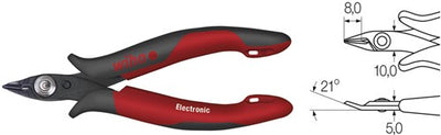 Wiha pince coupante électronique, tête étroite et pointue et ressort de serrage sans biseau | 126 mm 5 - 26813 - 26813