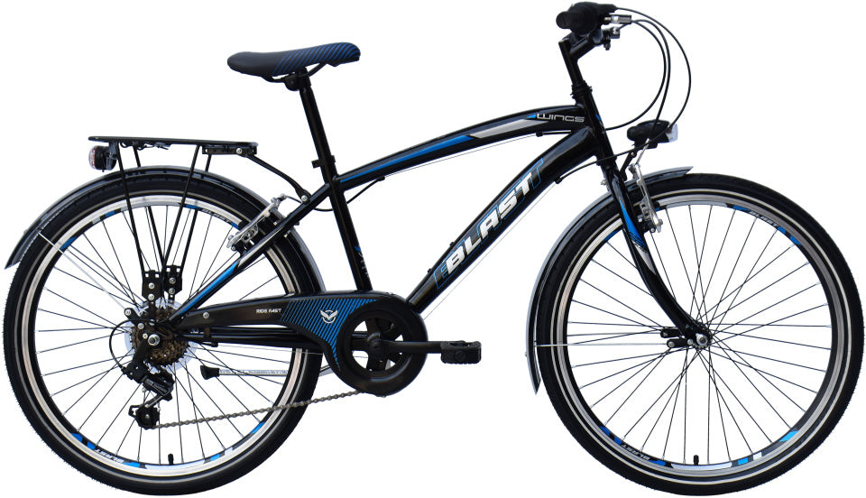 Blast des ailes 24 pouces 36 cm garçons 6V V-freins bleu noir