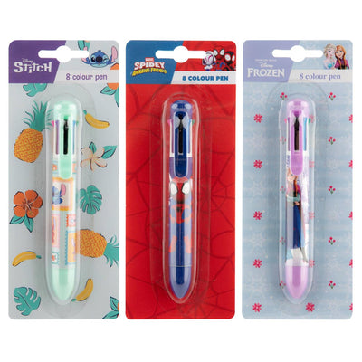 Stylo 8 couleurs Disney Spider-Man La Reine des Neiges