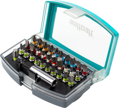 Boîte à embouts Wolfcraft | traverse à fente | ph pz | torx® | allen | 32 pièces | 1 jeu - 2975000