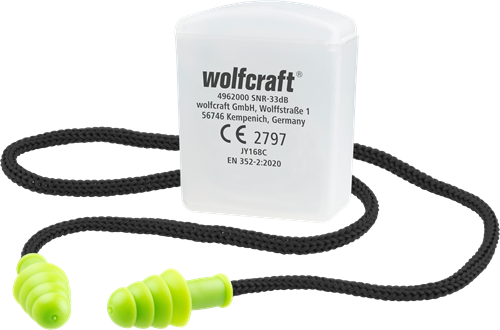 Bouchons d'oreilles Wolfcraft | avec cordon | 1 paire - 4962000