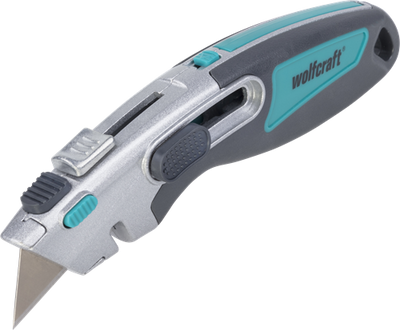Couteau professionnel double sécurité Wolfcraft | avec lame trapézoïdale | 1 pièce - 4106000