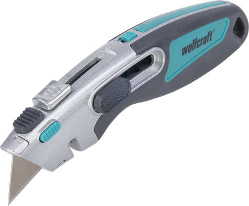 Couteau professionnel double sécurité Wolfcraft | avec lame trapézoïdale | 1 pièce - 4106000
