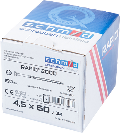 Vis Schmid Schrauben rapid2000 tx 4,5x60 150 vz - wskk8004560