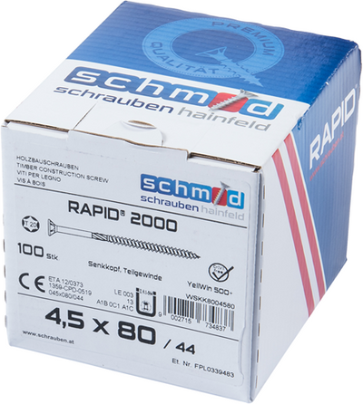 Vis Schmid Schrauben rapid2000 tx 4,5x80 100 vz - wskk8004580