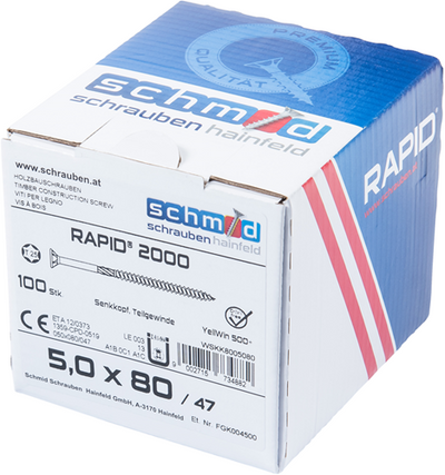 Vis Schmid Schrauben rapid2000 tx 5.0x80 100 vz - wskk8005080