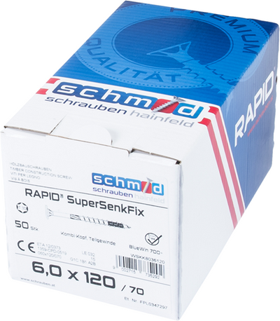 Schmid Schrauben rapid-supersenkfix tx 6.0x120 50 bv - wskk8036120