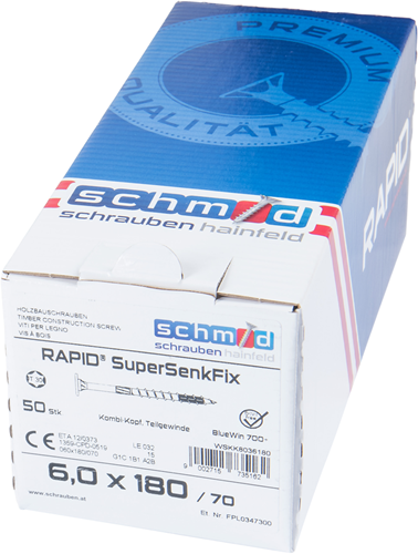 Schmid Schrauben rapid-supersenkfix tx 6.0x180 50 bv - wskk8036180