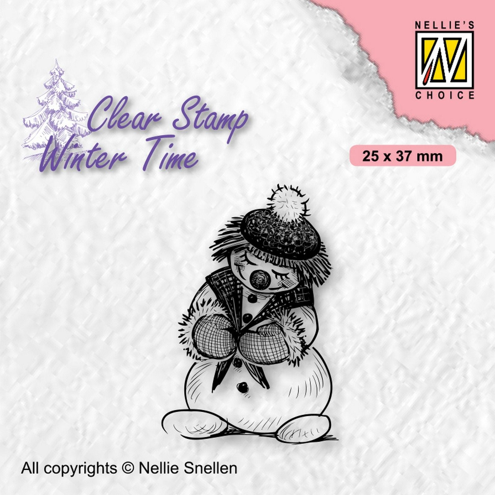 Le choix de Nellie • Timbres transparents pour l'heure d'hiver Bonhomme de neige timide