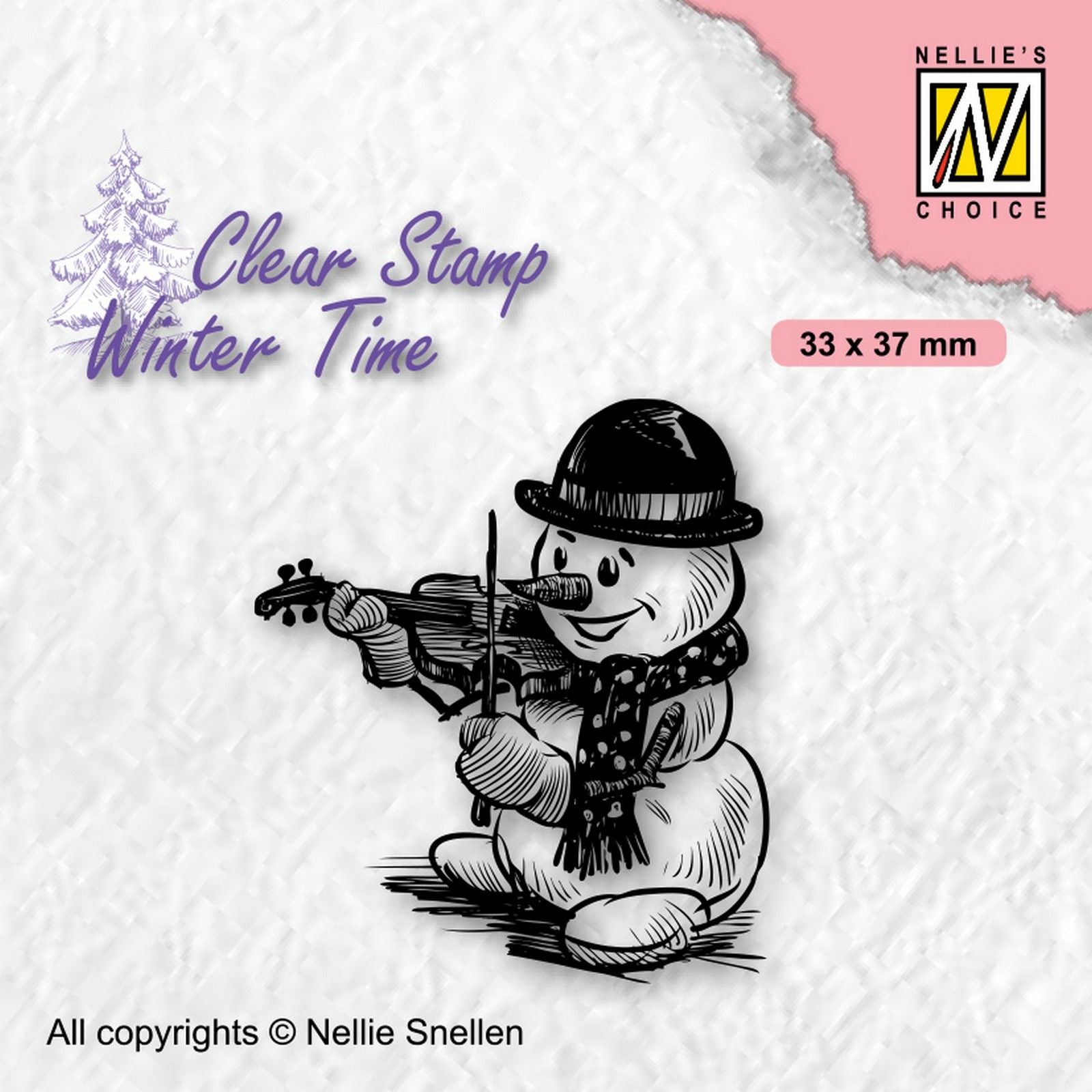 Le choix de Nellie • Timbres transparents pour l'heure d'hiver Bonhomme de neige timide avec violon