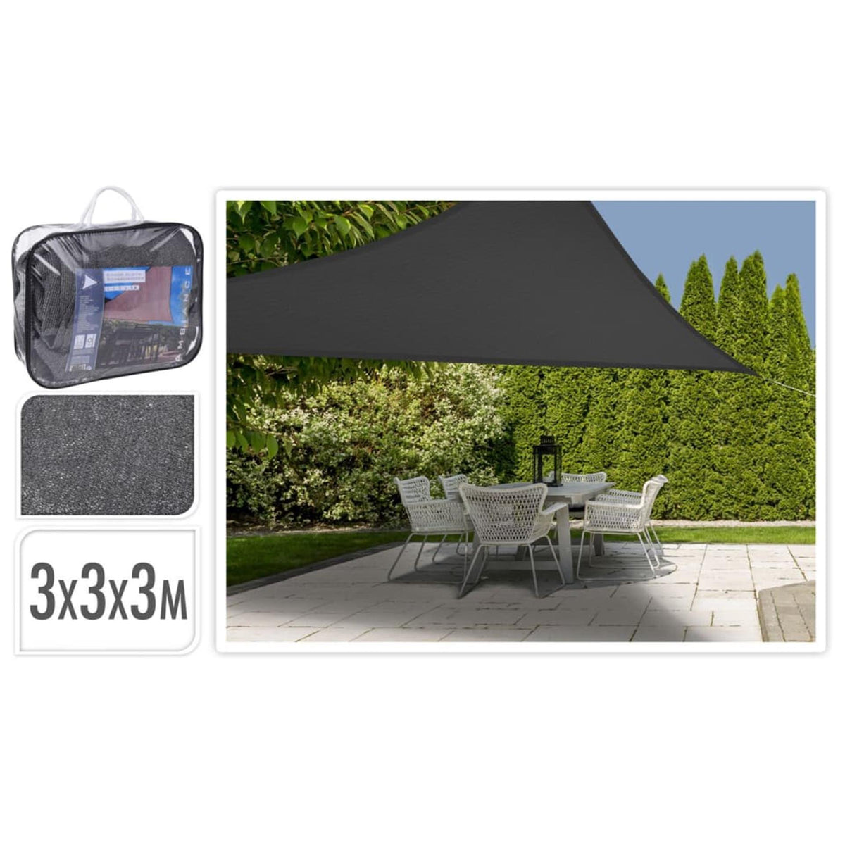 Progarden Progarden Shade Tissu triangulaire 3x3x3m gris foncé