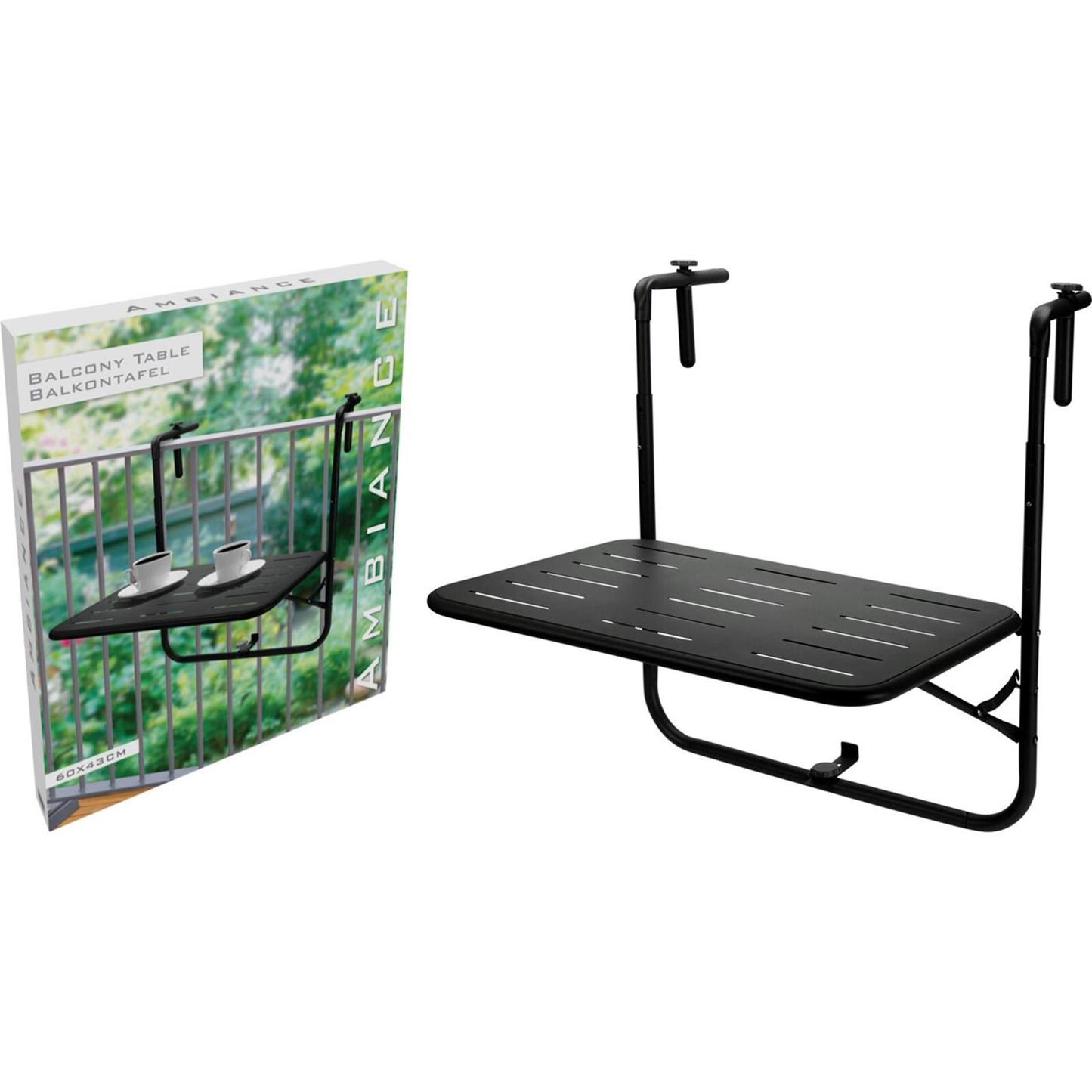 Table de balcon ambiance 60x43x70cm noir