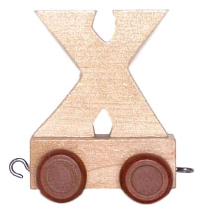 Lettre en bois X avec roues de 6 cm de haut