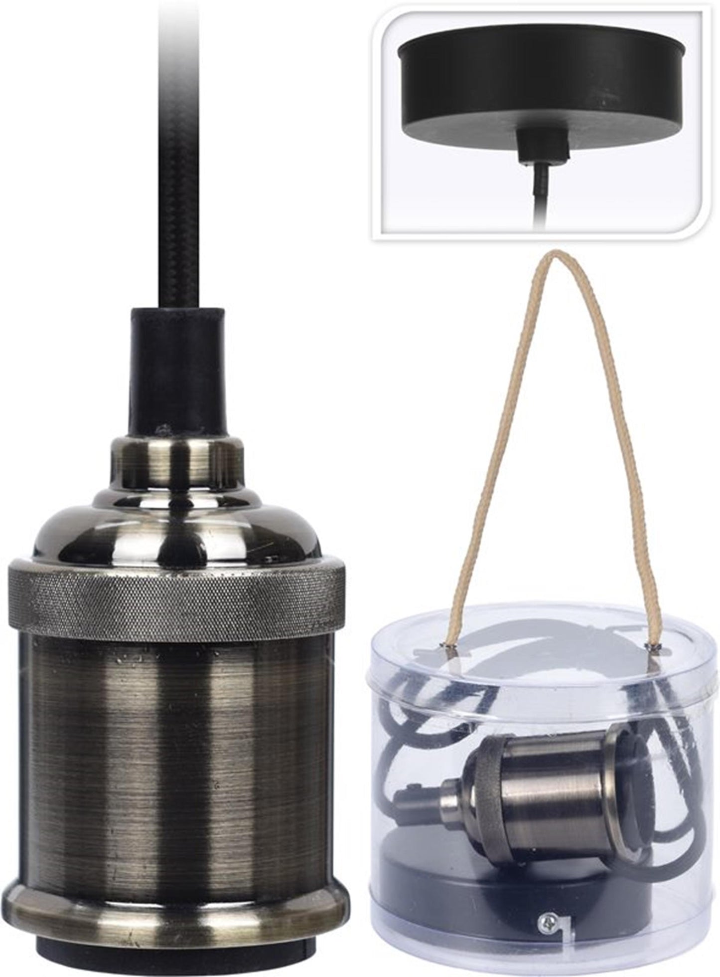 Support de lampe suspendu style maison, 8 cm, platine