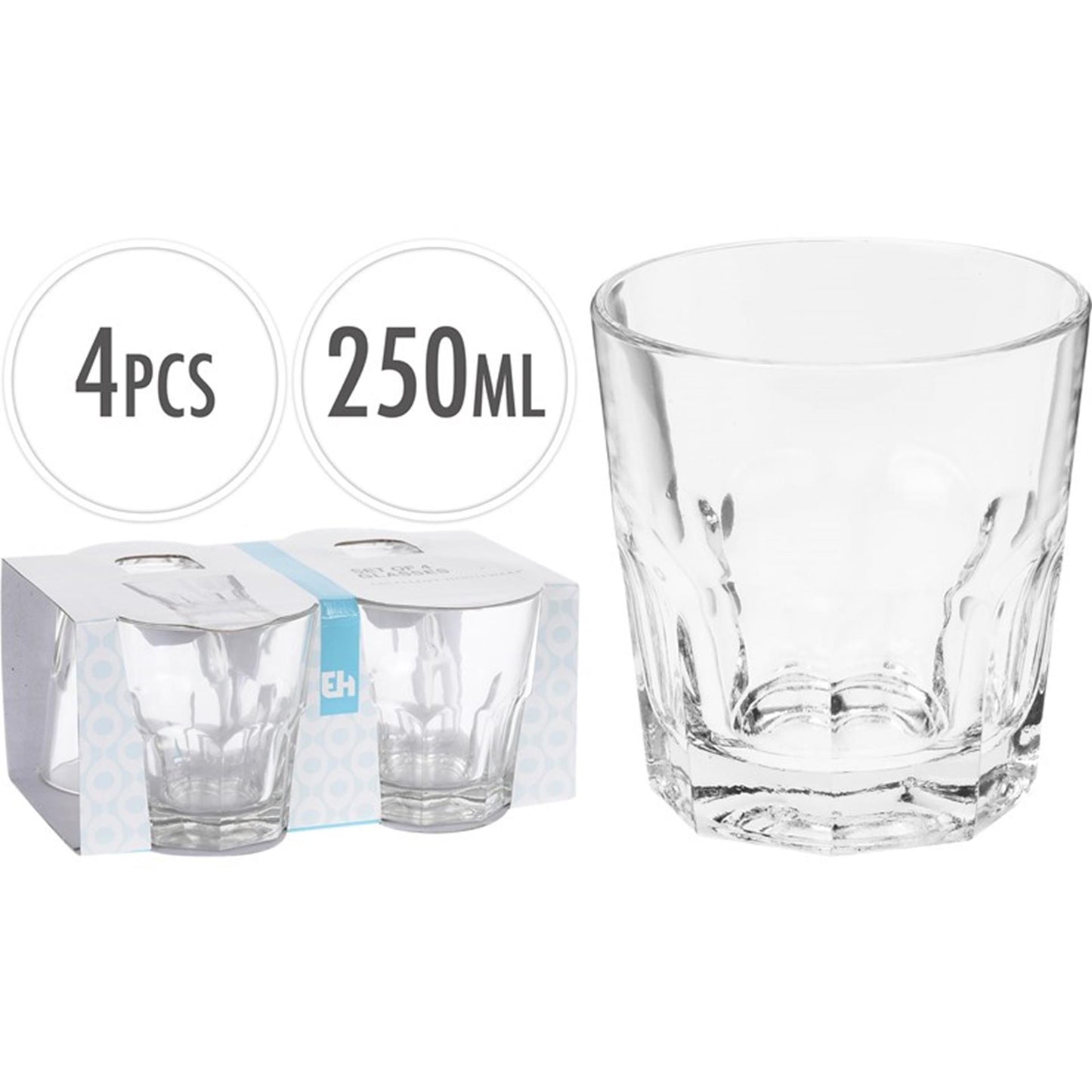 Excellent ensemble de verres à boire pour articles ménagers 4 pièces 250ml