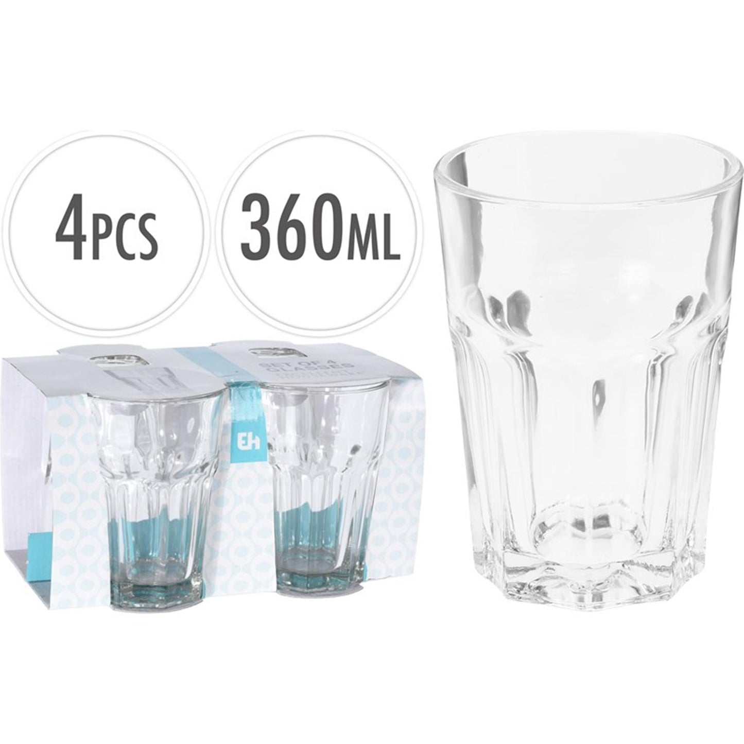 Ensemble de verre à boire 360 ​​ml 4 pièces