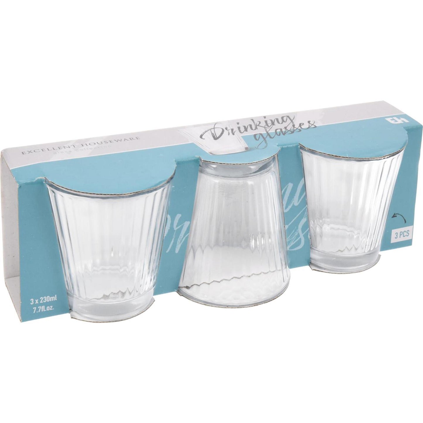 Excellent ensemble de verres à boire pour articles ménagers 3 pièces 230ml