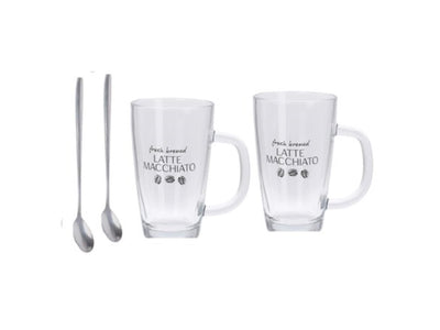 Excellent set d'ustensiles ménagers pour latte macchiato, 4 pièces, 300ml