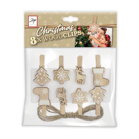 Kit de Noël Zep Clips en bois marron lk39b 8 pièces