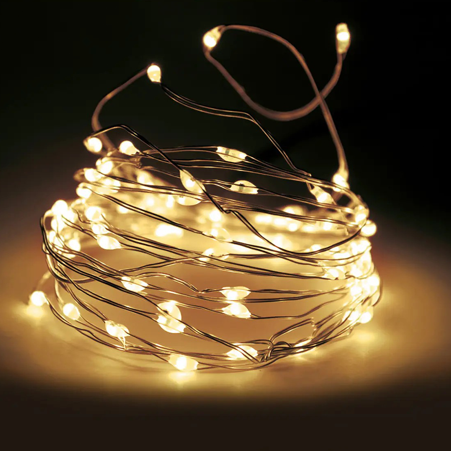 Fil argenté clignotant LED WW 100 LED 495cm